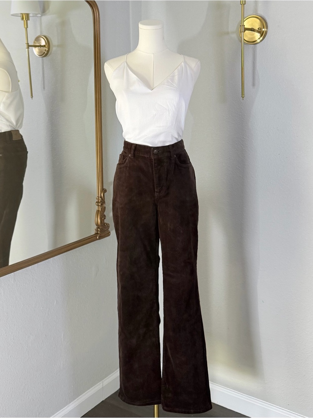 Vintage Ralph Lauren Dark Espresso Brown Corduroy Straight Leg Pants 10P